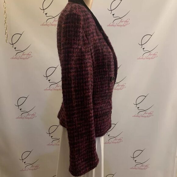 Perry Ellis. Size 10. Winter Wool/Rayon Fuzzy Nubby Double Breasted Jacket. LC - Picture 2 of 6